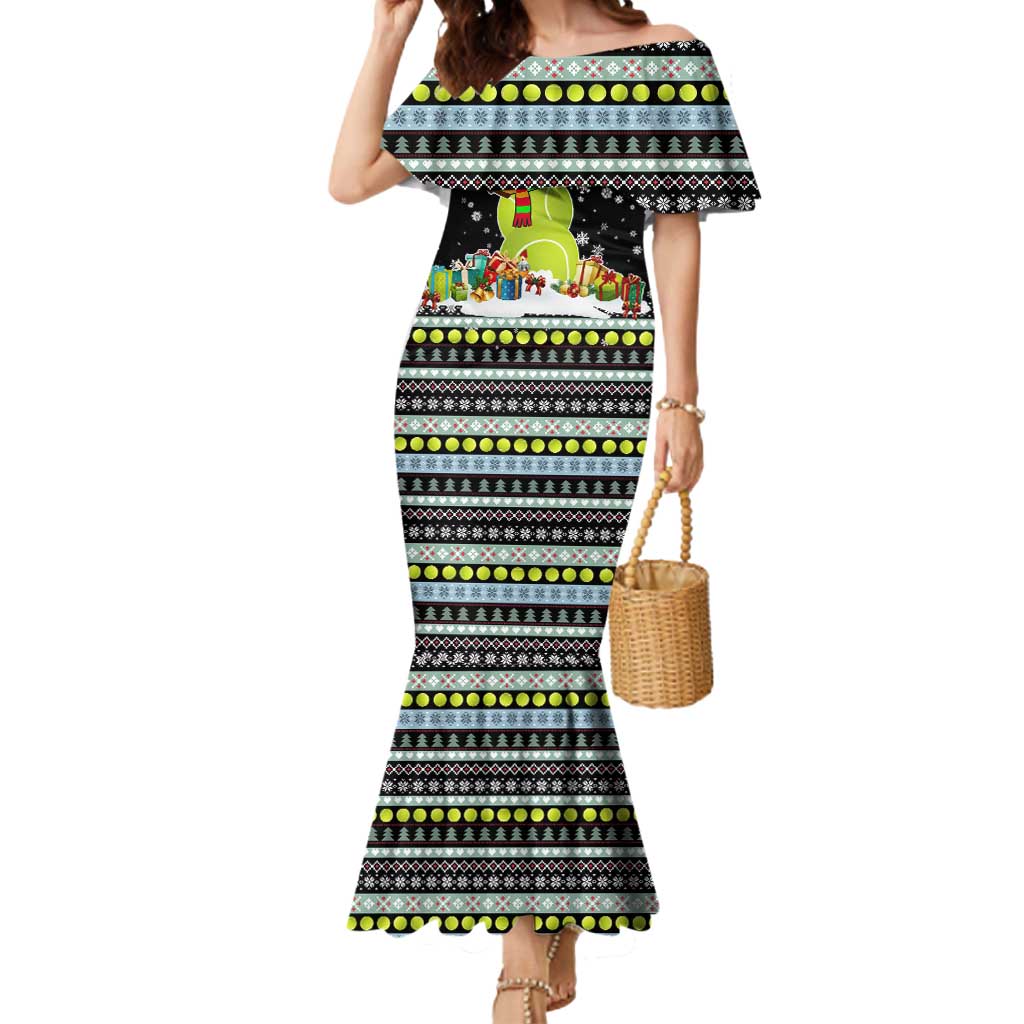Tennis Snowman Christmas Mermaid Dress Xmas Holiday Patterns - Wonder Print Shop