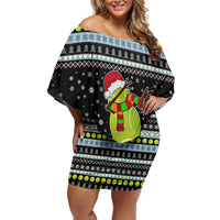 Tennis Snowman Christmas Off Shoulder Short Dress Xmas Holiday Patterns - Wonder Print Shop