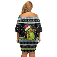 Tennis Snowman Christmas Off Shoulder Short Dress Xmas Holiday Patterns - Wonder Print Shop