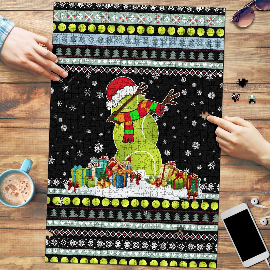 Tennis Snowman Christmas Puzzle Xmas Holiday Patterns - Wonder Print Shop