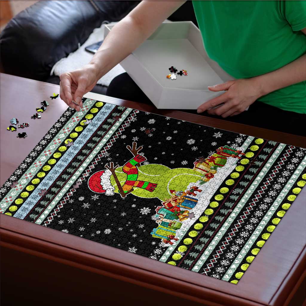 Tennis Snowman Christmas Puzzle Xmas Holiday Patterns - Wonder Print Shop