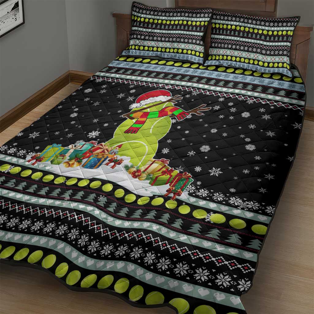 Tennis Snowman Christmas Quilt Bed Set Xmas Holiday Patterns - Wonder Print Shop