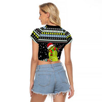 Tennis Snowman Christmas Raglan Cropped T Shirt Xmas Holiday Patterns - undefined