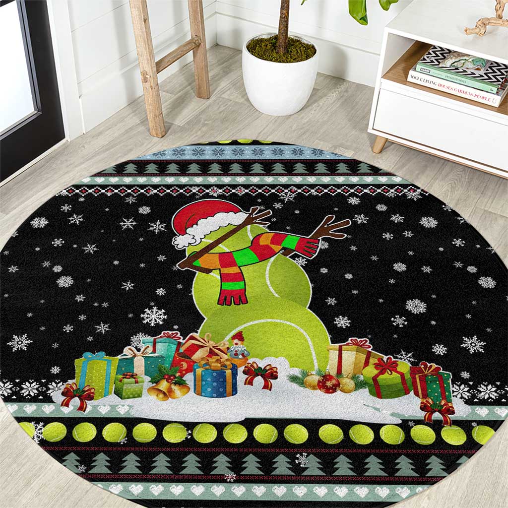 Tennis Snowman Christmas Round Carpet Xmas Holiday Patterns - Wonder Print Shop