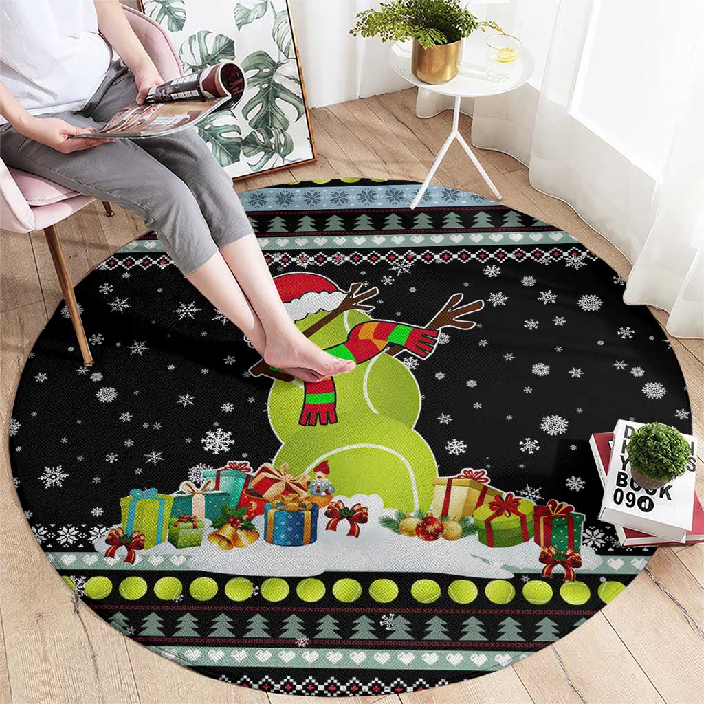 Tennis Snowman Christmas Round Carpet Xmas Holiday Patterns - Wonder Print Shop