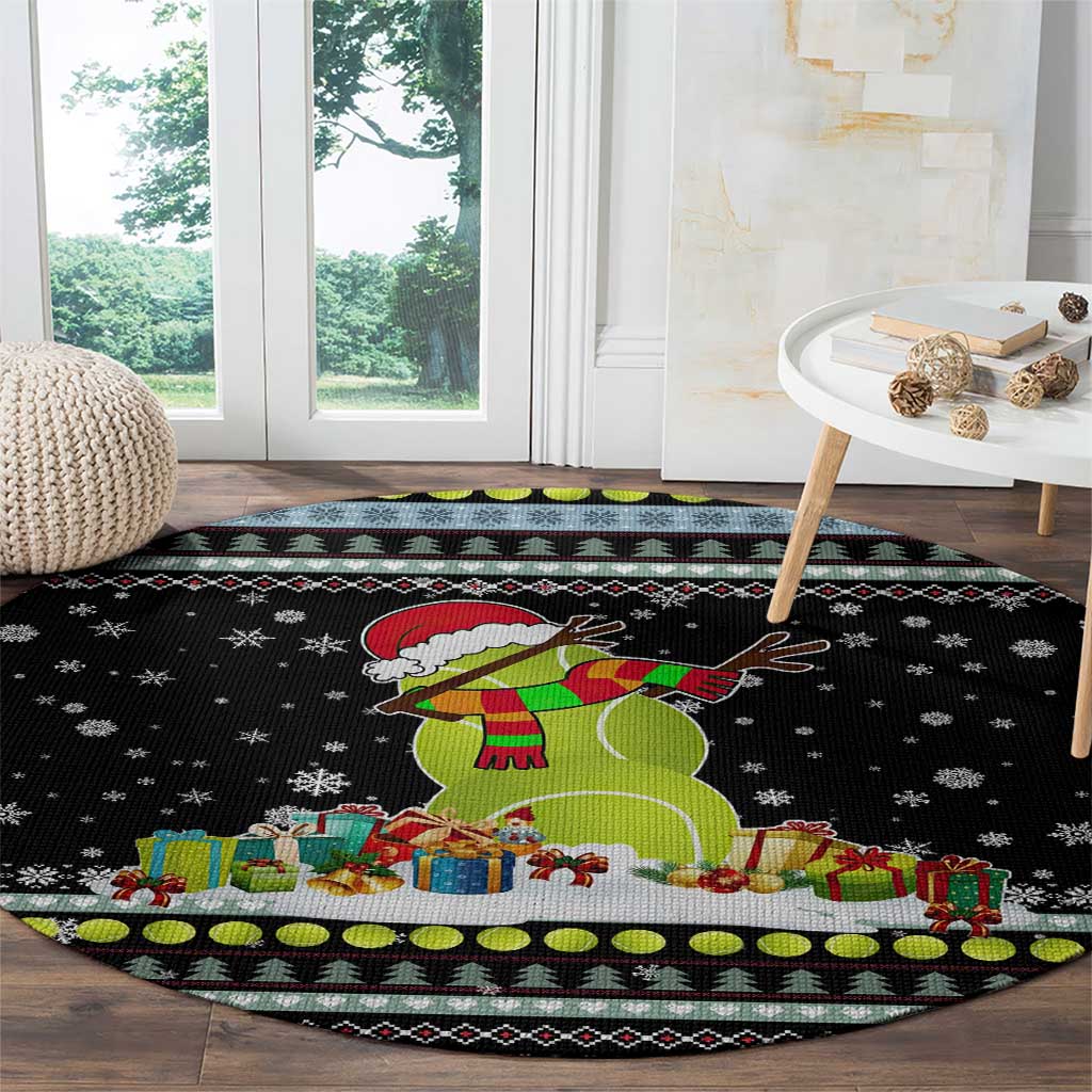 Tennis Snowman Christmas Round Carpet Xmas Holiday Patterns - Wonder Print Shop