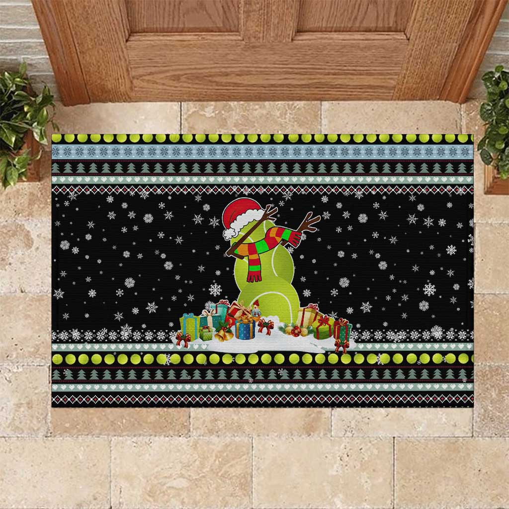 Tennis Snowman Christmas Rubber Doormat Xmas Holiday Patterns - Wonder Print Shop