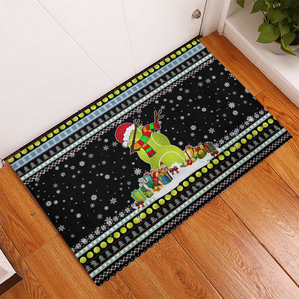 Tennis Snowman Christmas Rubber Doormat Xmas Holiday Patterns - Wonder Print Shop