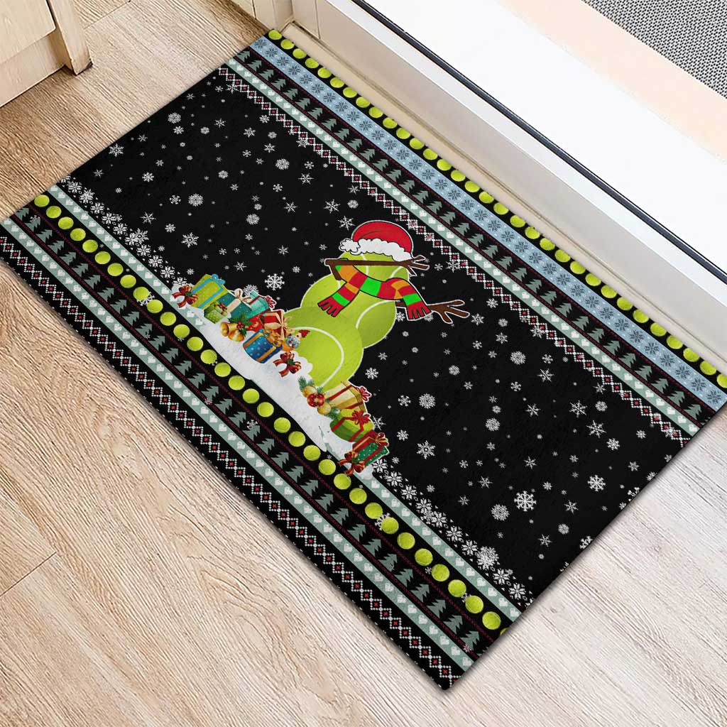 Tennis Snowman Christmas Rubber Doormat Xmas Holiday Patterns - Wonder Print Shop