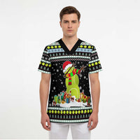 Tennis Snowman Christmas Scrub Top Xmas Holiday Patterns - Wonder Print Shop