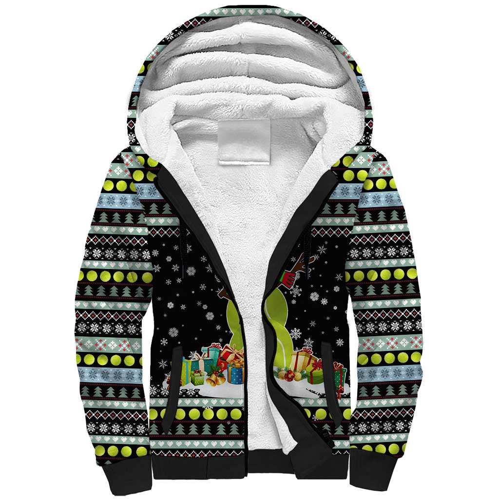Tennis Snowman Christmas Sherpa Hoodie Xmas Holiday Patterns - Wonder Print Shop