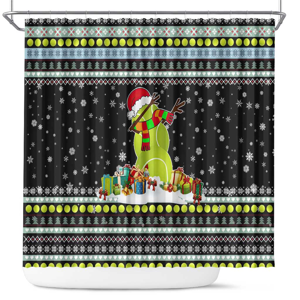 Tennis Snowman Christmas Shower Curtain Xmas Holiday Patterns - Wonder Print Shop