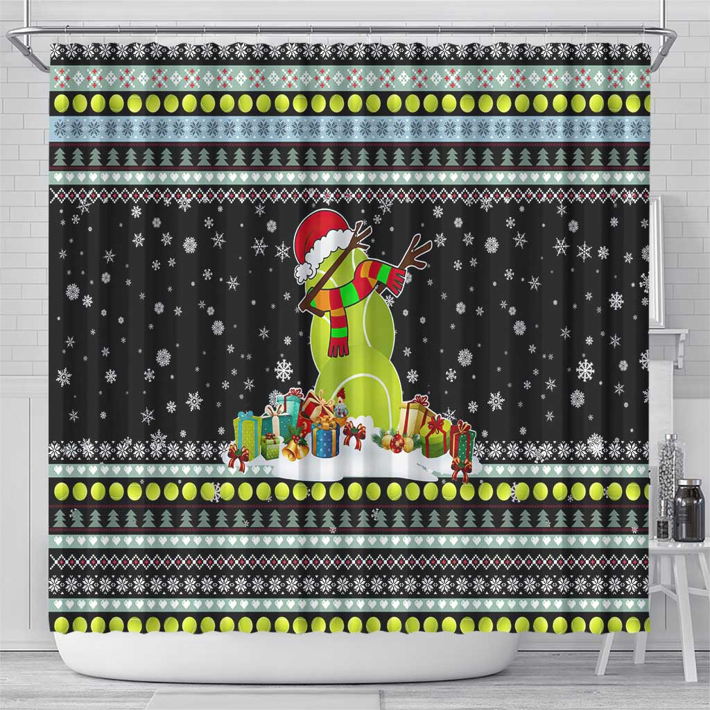 Tennis Snowman Christmas Shower Curtain Xmas Holiday Patterns - Wonder Print Shop