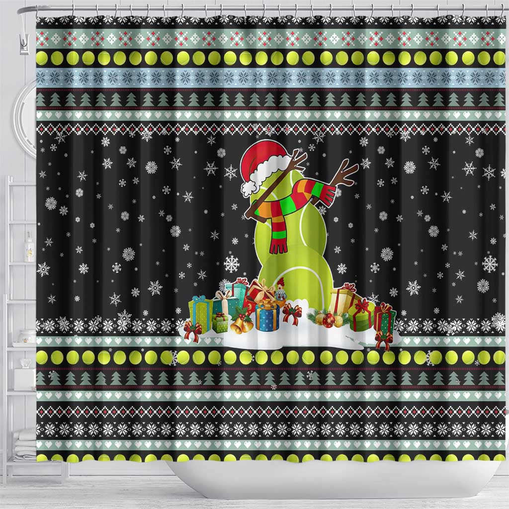 Tennis Snowman Christmas Shower Curtain Xmas Holiday Patterns - Wonder Print Shop