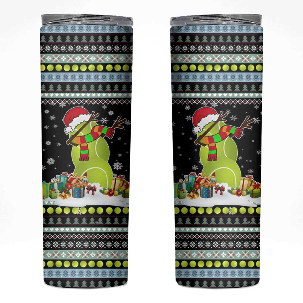Tennis Snowman Christmas Skinny Tumbler Xmas Holiday Patterns - Wonder Print Shop