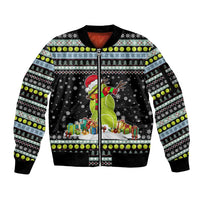 Tennis Snowman Christmas Sleeve Zip Bomber Jacket Xmas Holiday Patterns - Wonder Print Shop