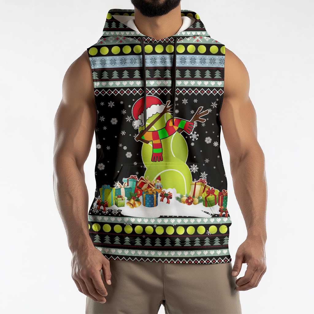 Tennis Snowman Christmas Sleeveless Hoodie Xmas Holiday Patterns - Wonder Print Shop
