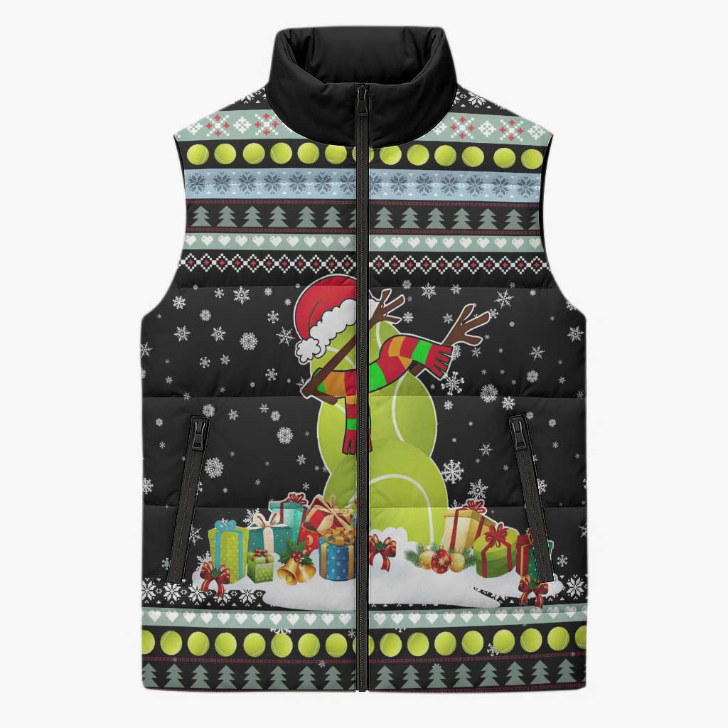 Tennis Snowman Christmas Sleeveless Puffer Jacket Xmas Holiday Patterns - Wonder Print Shop