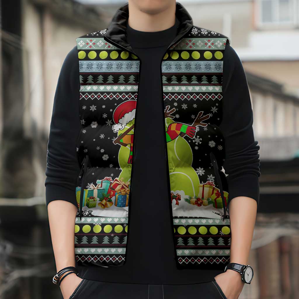 Tennis Snowman Christmas Sleeveless Puffer Jacket Xmas Holiday Patterns - Wonder Print Shop