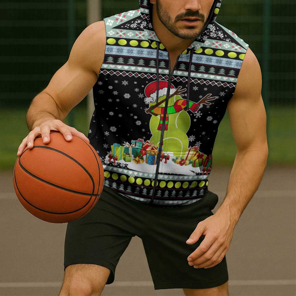 Tennis Snowman Christmas Sleeveless Zip Hoodie Xmas Holiday Patterns - Wonder Print Shop