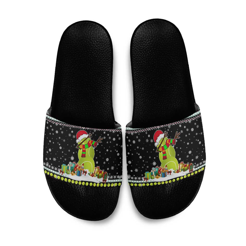 Tennis Snowman Christmas Slide Sandals Xmas Holiday Patterns - Wonder Print Shop