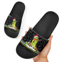 Tennis Snowman Christmas Slide Sandals Xmas Holiday Patterns - Wonder Print Shop