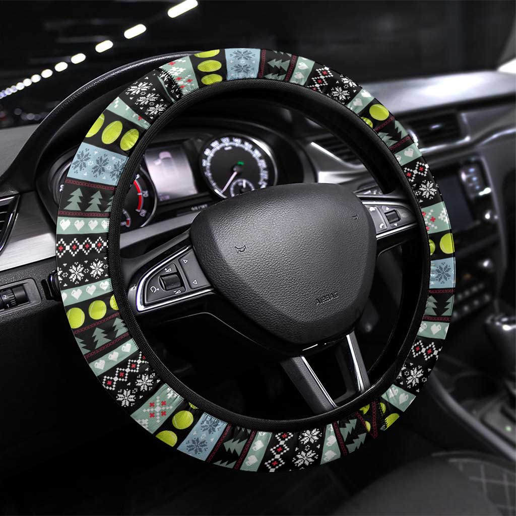 Tennis Snowman Christmas Steering Wheel Cover Xmas Holiday Patterns - undefined