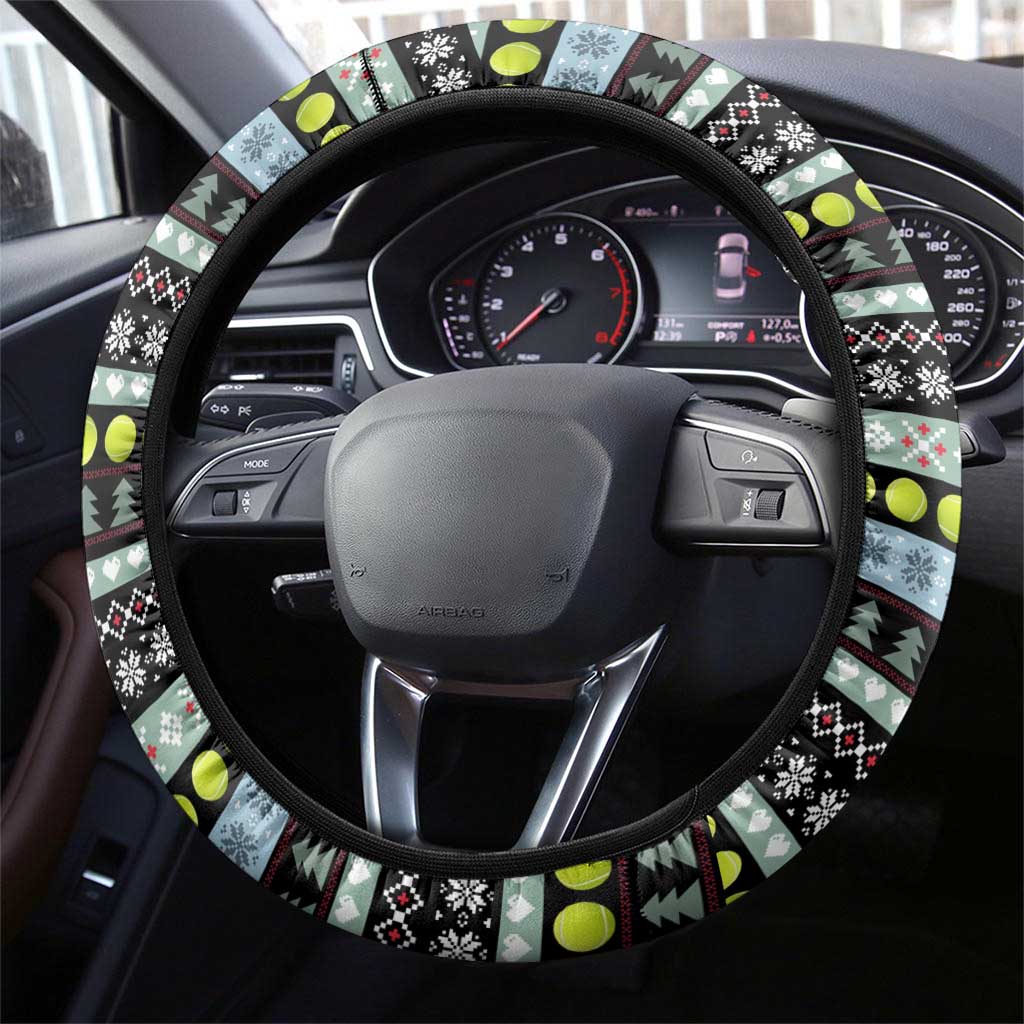 Tennis Snowman Christmas Steering Wheel Cover Xmas Holiday Patterns - undefined