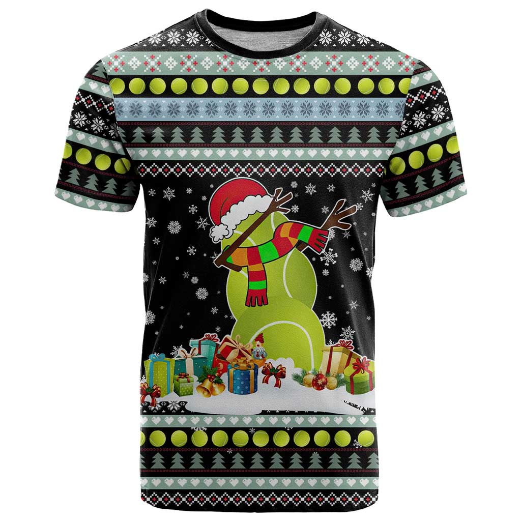 Tennis Snowman Christmas T Shirt Xmas Holiday Patterns - Wonder Print Shop