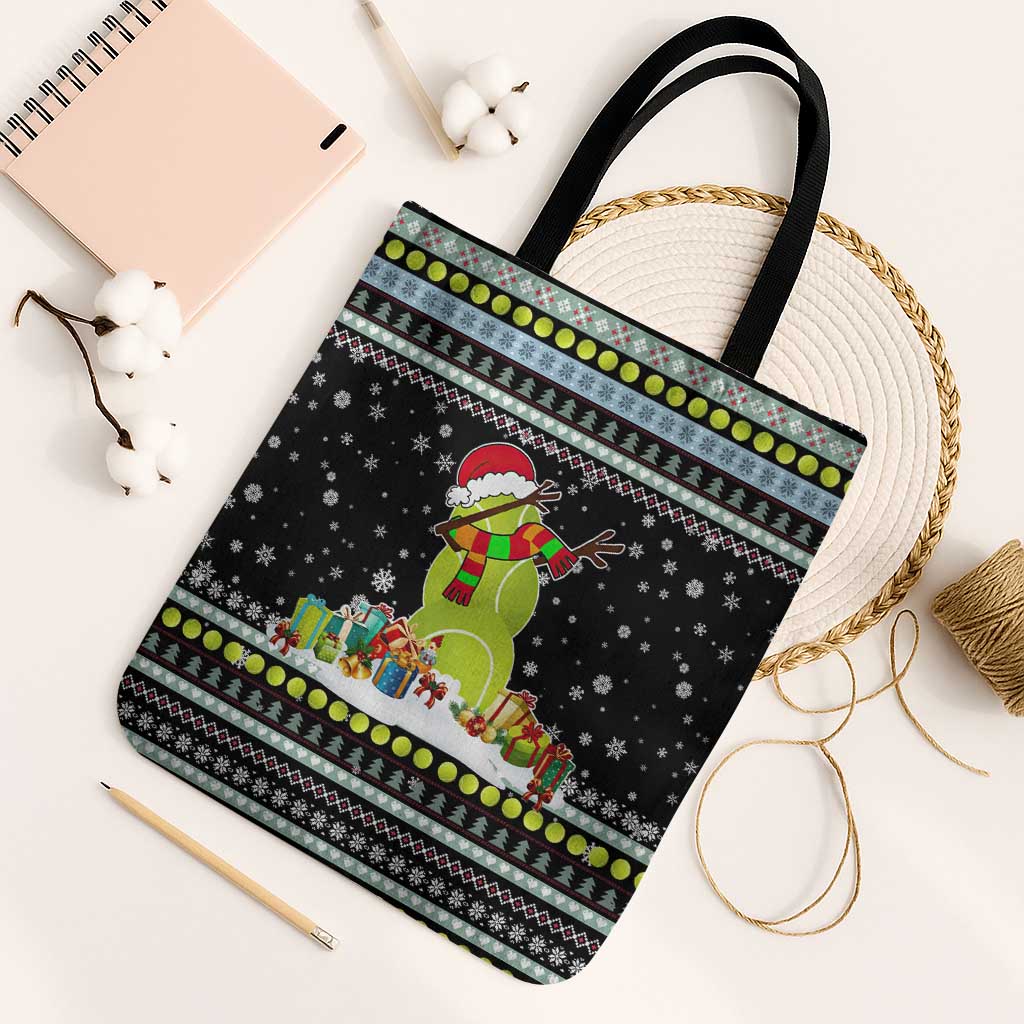 Tennis Snowman Christmas Tote Bag Xmas Holiday Patterns - Wonder Print Shop