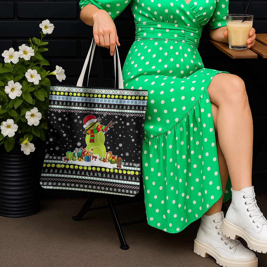 Tennis Snowman Christmas Tote Bag Xmas Holiday Patterns - Wonder Print Shop