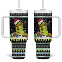Tennis Snowman Christmas Tumbler With Handle Xmas Holiday Patterns - Wonder Print Shop