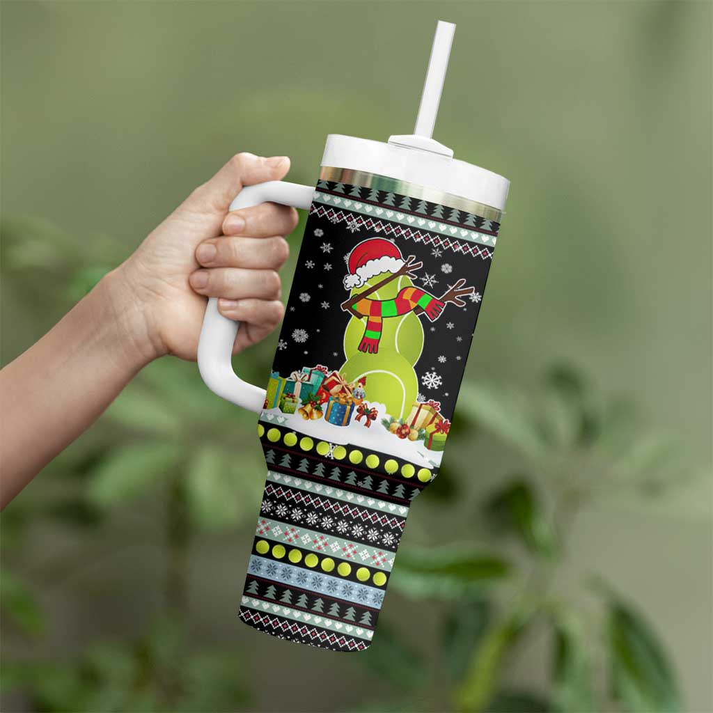 Tennis Snowman Christmas Tumbler With Handle Xmas Holiday Patterns - Wonder Print Shop
