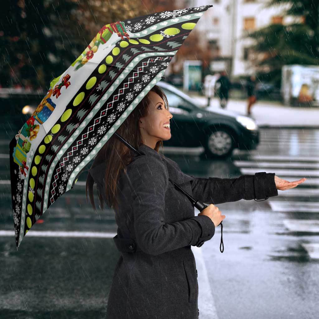 Tennis Snowman Christmas Umbrella Xmas Holiday Patterns - Wonder Print Shop