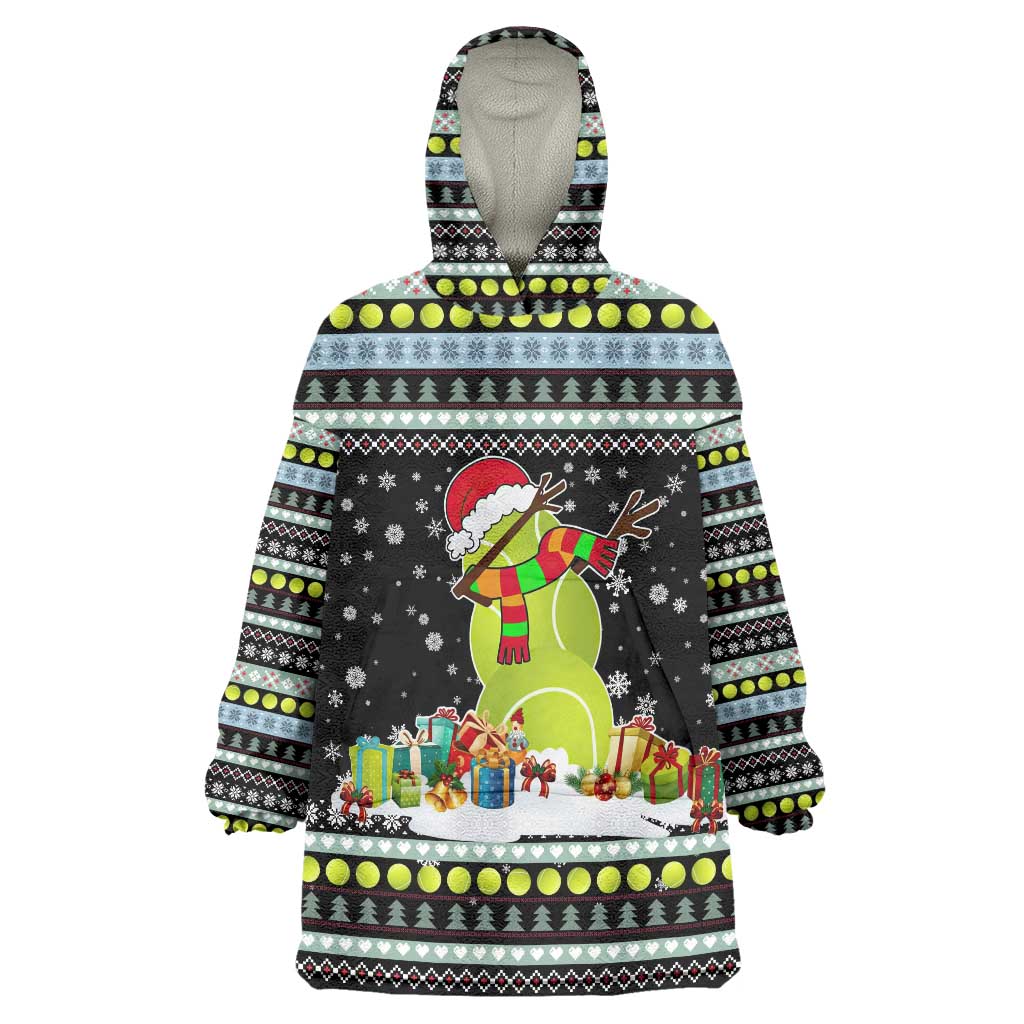 Tennis Snowman Christmas Wearable Blanket Hoodie Xmas Holiday Patterns - Wonder Print Shop