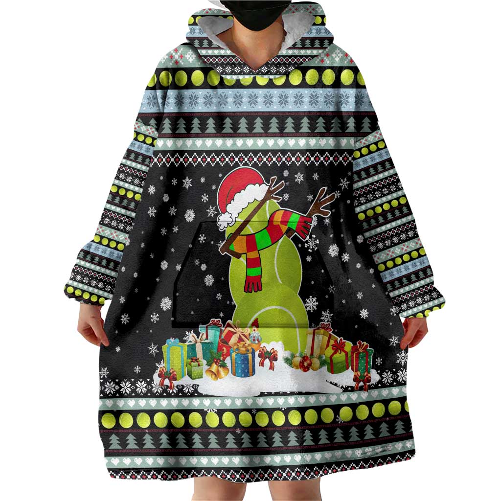 Tennis Snowman Christmas Wearable Blanket Hoodie Xmas Holiday Patterns - Wonder Print Shop