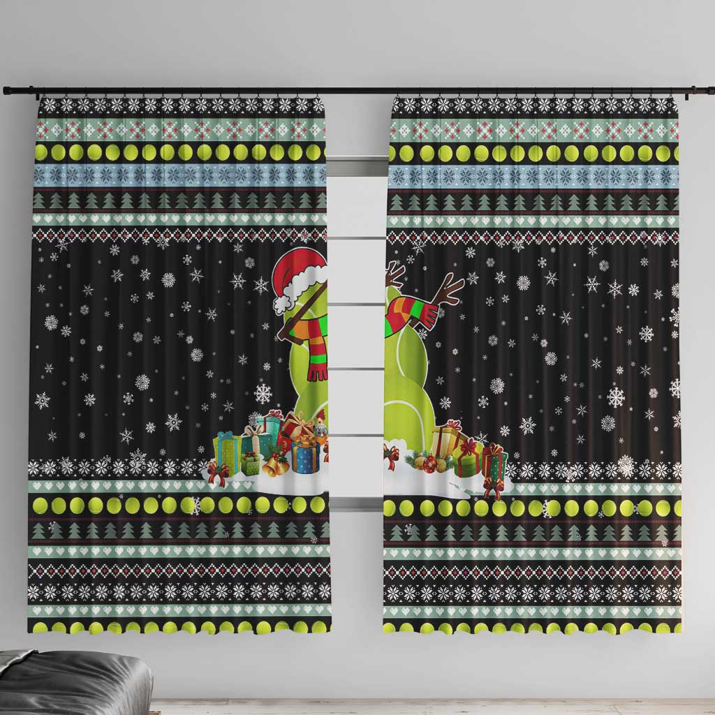 Tennis Snowman Christmas Window Curtain Xmas Holiday Patterns - Wonder Print Shop