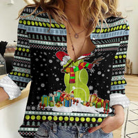 Tennis Snowman Christmas Women Casual Shirt Xmas Holiday Patterns - Wonder Print Shop