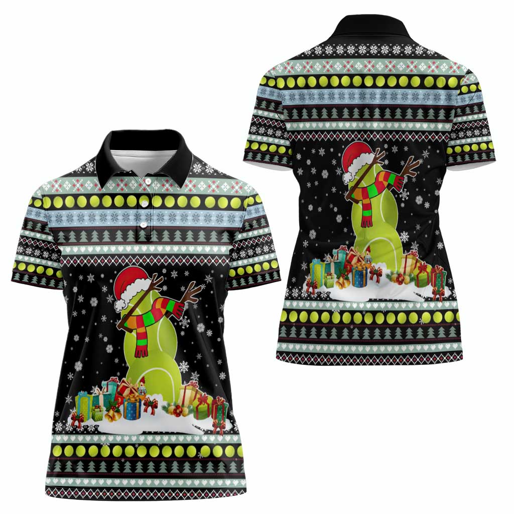 Tennis Snowman Christmas Women Polo Shirt Xmas Holiday Patterns - Wonder Print Shop
