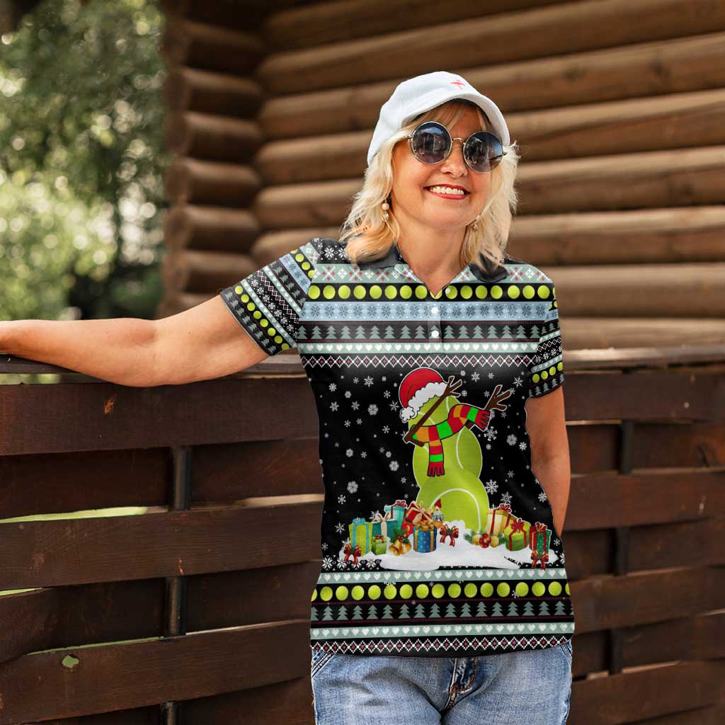 Tennis Snowman Christmas Women Polo Shirt Xmas Holiday Patterns - Wonder Print Shop