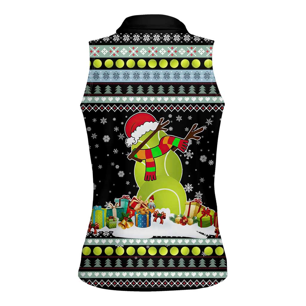 Tennis Snowman Christmas Women Sleeveless Polo Shirt Xmas Holiday Patterns - Wonder Print Shop