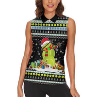 Tennis Snowman Christmas Women Sleeveless Polo Shirt Xmas Holiday Patterns - Wonder Print Shop