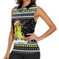 Tennis Snowman Christmas Women Sleeveless Polo Shirt Xmas Holiday Patterns - Wonder Print Shop