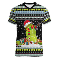 Tennis Snowman Christmas Women V-Neck T-Shirt Xmas Holiday Patterns - Wonder Print Shop