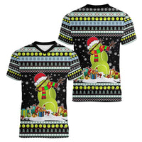 Tennis Snowman Christmas Women V-Neck T-Shirt Xmas Holiday Patterns - Wonder Print Shop