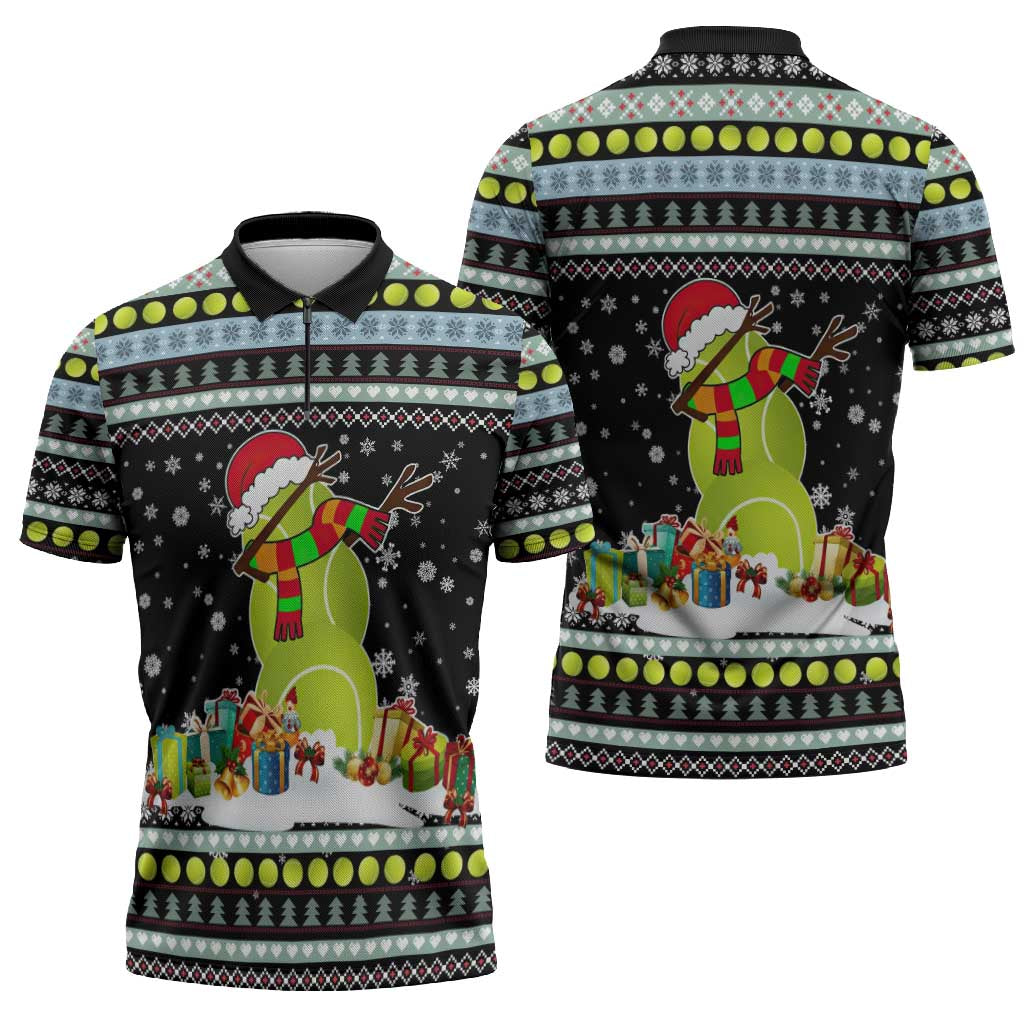Tennis Snowman Christmas Zipper Polo Shirt Xmas Holiday Patterns - Wonder Print Shop