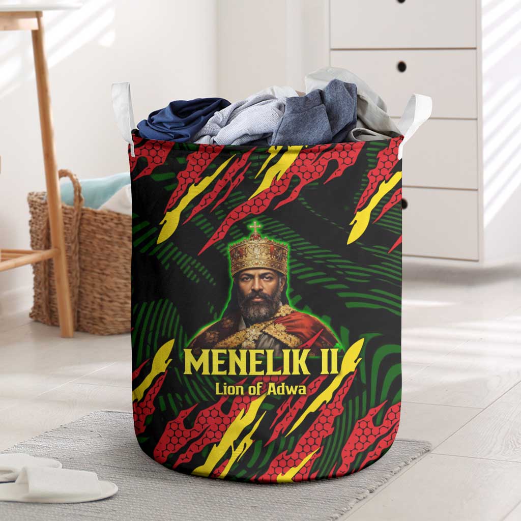 Menelik II Laundry Basket with Lion of Adwa Title, Battle of Adwa 1896 Graphic and Bold Pan-African - Wonder Print Shop