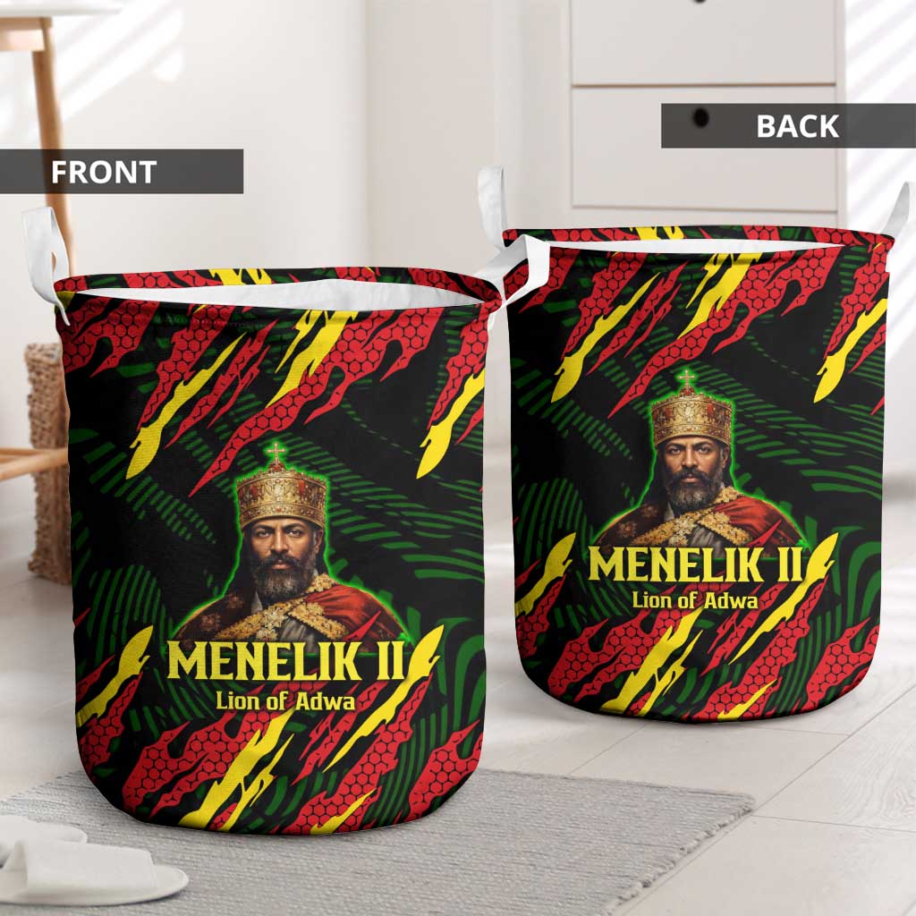 Menelik II Laundry Basket with Lion of Adwa Title, Battle of Adwa 1896 Graphic and Bold Pan-African - Wonder Print Shop