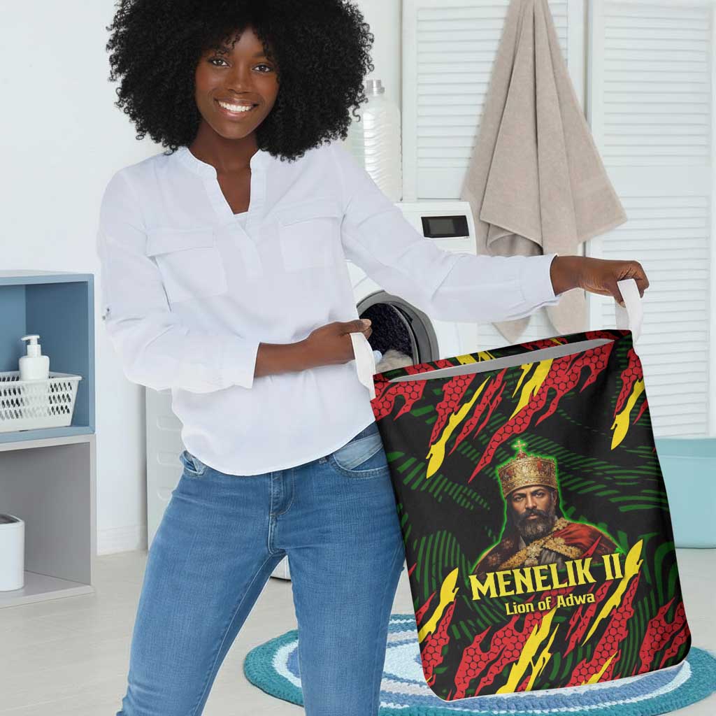 Menelik II Laundry Basket with Lion of Adwa Title, Battle of Adwa 1896 Graphic and Bold Pan-African - Wonder Print Shop