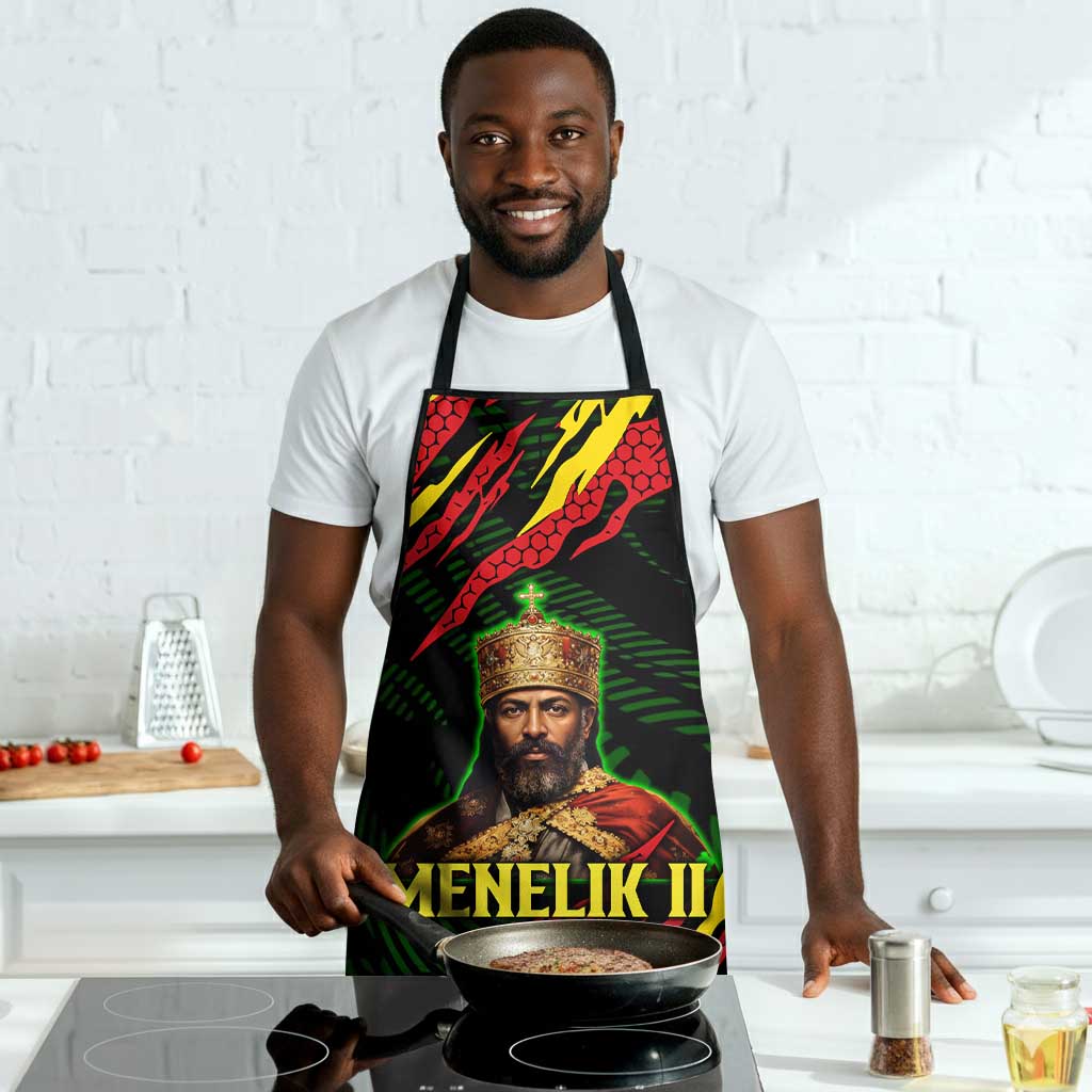 Menelik II Apron with Lion of Adwa Title, Battle of Adwa 1896 Graphic and Bold Pan-African - Wonder Print Shop